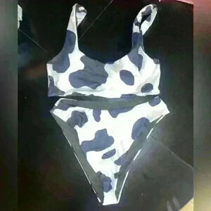Bikini two piece bathing suit‎ cow print lined size med